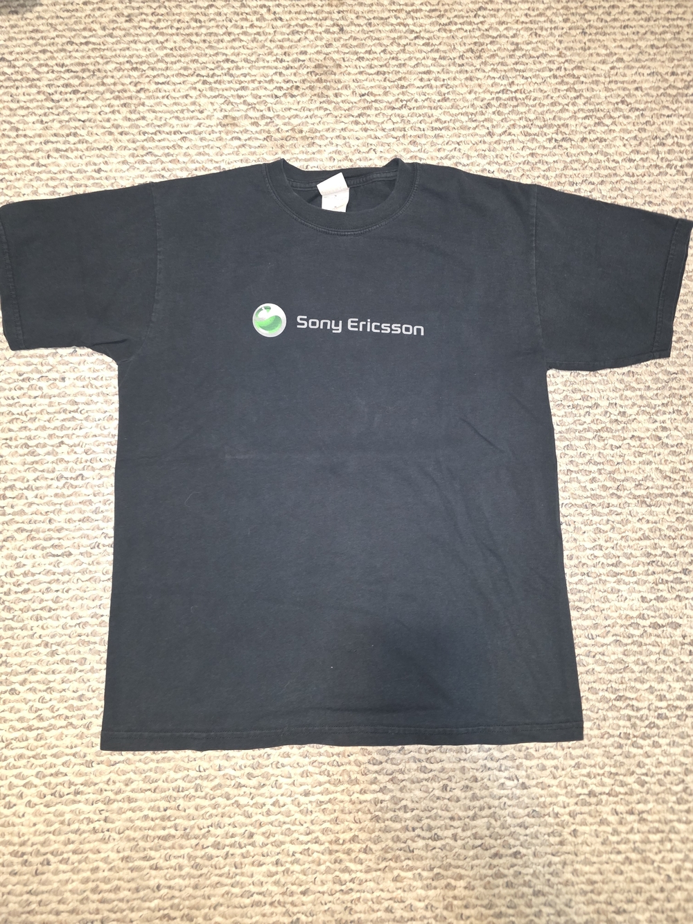 Gildan Black Sony Ericsson Logo Tee with Green Accent
